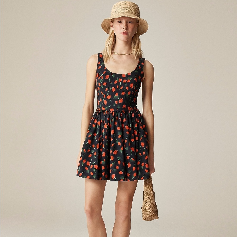 JCrew Fit-and-flare mini dress in painted daisy print - Picture 2 of 13